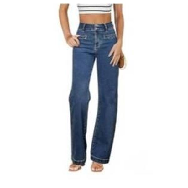 Sidefeel Women’s High-Waisted Stretchy Denim Jeans, Straight Leg, Size 8