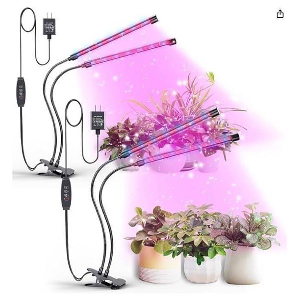 Bseah Grow Light Plant Lamp, 3 Modes, 9/12 Hours Timer (2-Pack)