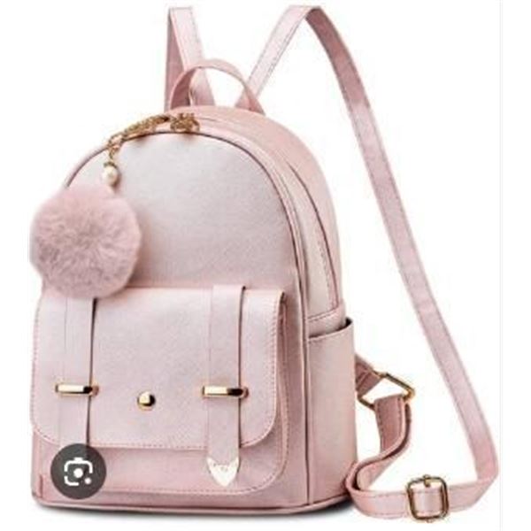 Small Pink Backpack With Dual Straps and Front Pocket