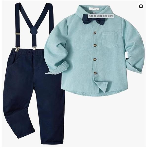 Volunboy Boys Clothes Set Toddler Kids Gentlemen Suit Long Sleeve Bow Tie Shirts Suspenders Pants Ou