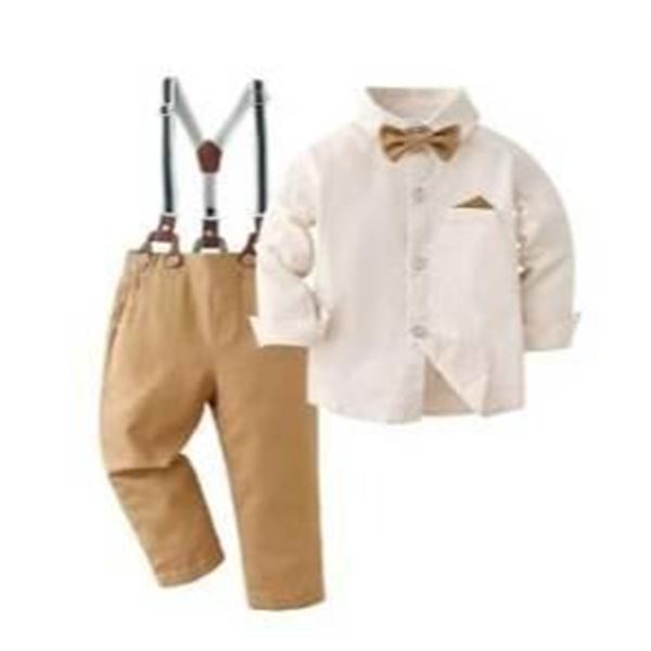 DISAUR Baby Boy Clothes Suit Toddler Dress Shirt And Suspenders Outfit Ages 2-3