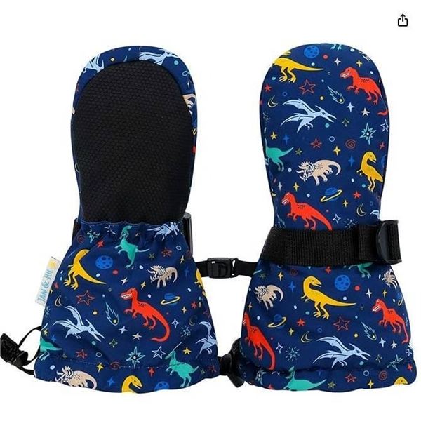 Jan & Jul WRM-SPD-XS Waterproof Rain Mittens, Space Dinos Design, XS (0-2Y)