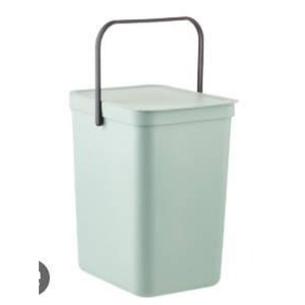 Light Green Counter top Waste Bin With Handle and Lid – with mounting accessories