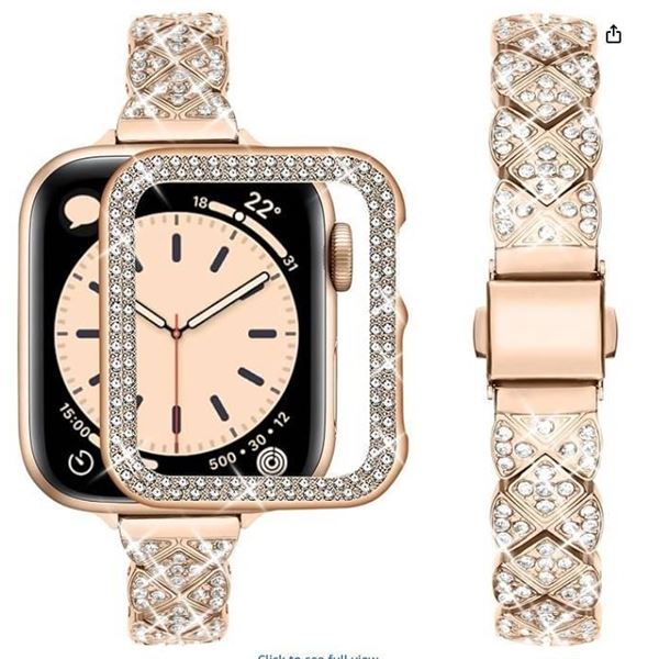 Wutwuk Metal Straps Women Compatible with Apple Watch Band 38mm 40mm 41mm 42mm 44mm 45mm with Case, 