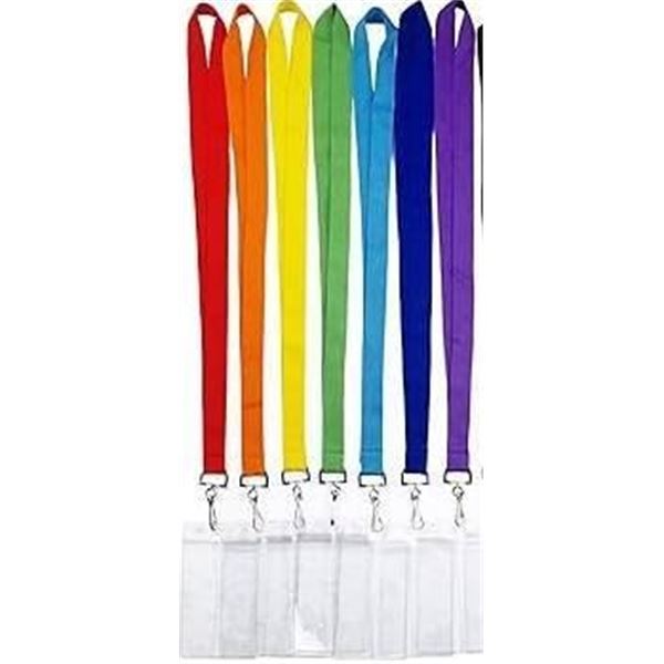 Multi-Color Lanyards with Plastic ID Badge Holders