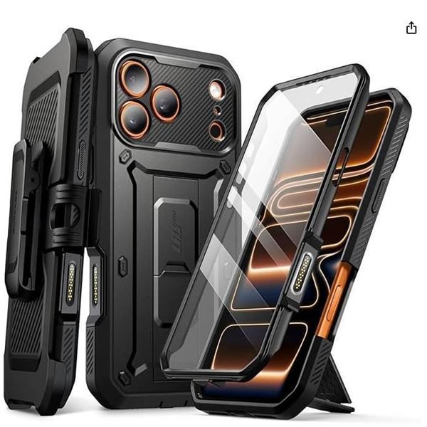 SUPCASE for iPhone 17 Pro Max Case with Camera Control Button, Built-in Kickstand & Screen Protector