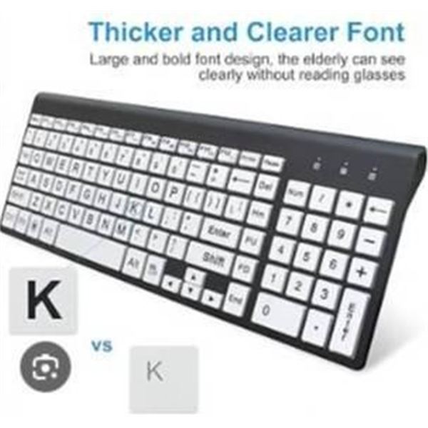 Full-Size Wireless Keyboard and Mouse Combo with Large Print Keys