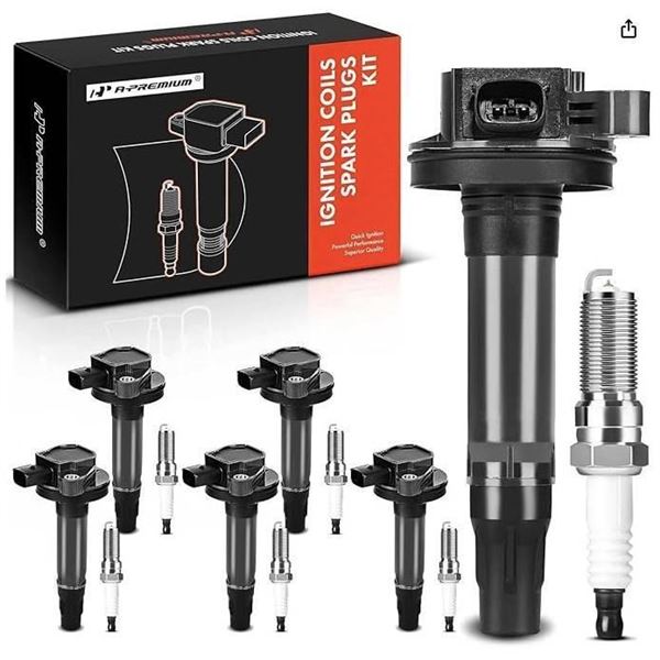 A-Premium Set of 6 Ignition Coil Pack and Iridium Spark Plugs Compatible with Ford F-150 Explorer Ed