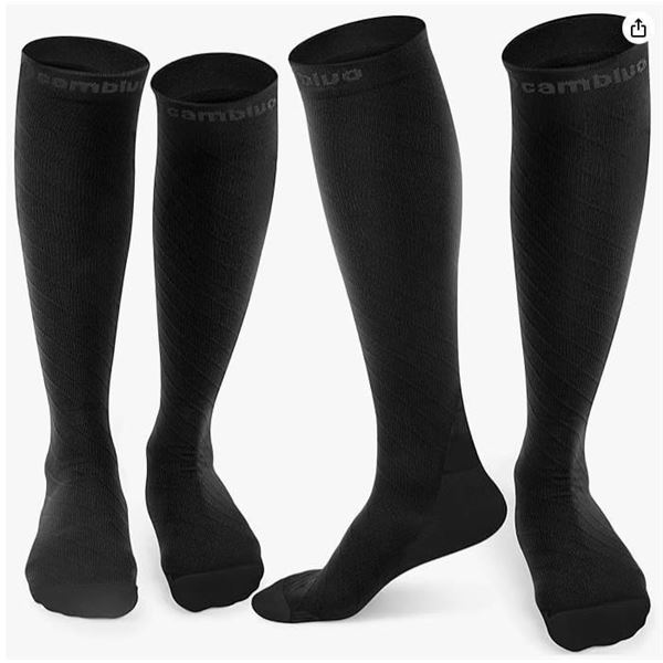 Cambivo CS10 Compression Socks, 2 Pairs, Black, L/XL