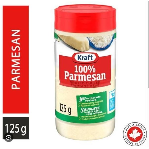 Lot of 4 Kraft Parmesan Grated Cheese, 125g Each