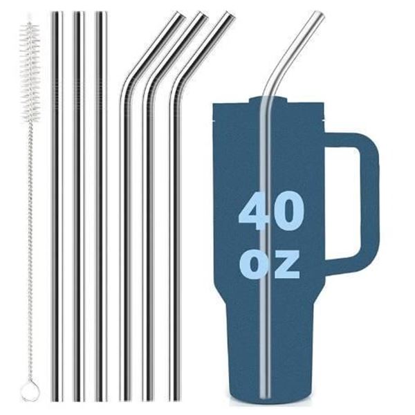 Alink 6 pack Stainless Steel Straws Compatible with Stanley 40 Oz Tumblers