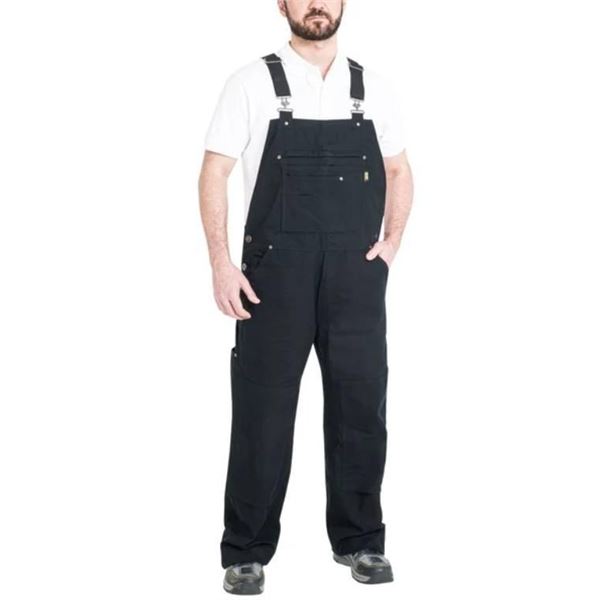 Holmes Workwear Black Canvas Overalls, Size M/M, Adjustable Straps