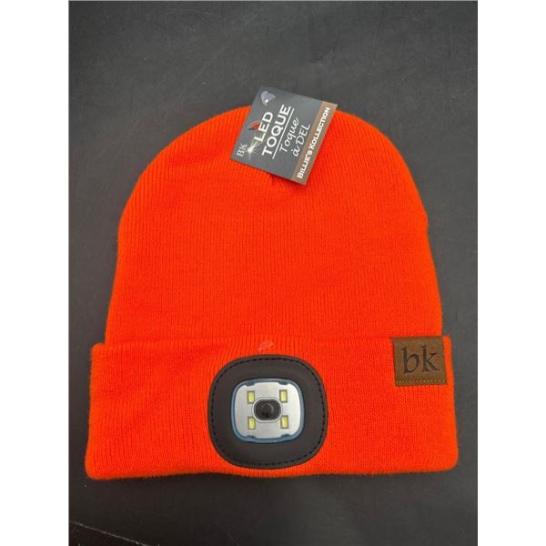 BK LED Beanie Hat with Rechargeable Light Module, Orange
