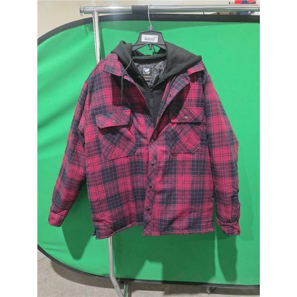 B.C. Clothing Co. Men’s Red and Black Plaid Jacket XXL With Hood