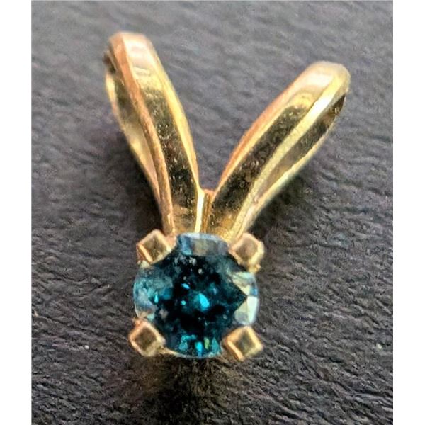 $400, 14K(0.14g),  LAB BLUE DIAMOND (0.05ct) PENDANT, retail value $400