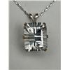 Image 1 : White Topaz Solitaire Pendant & Chain- APPRAISED $1085