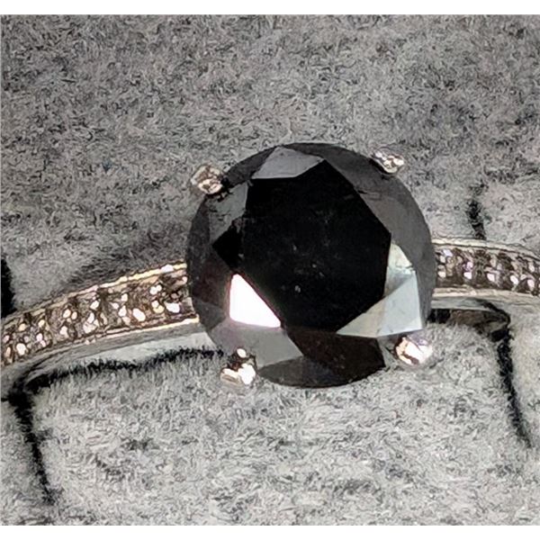 $3200, 10K(2.2g), BLACK DIAMOND (2.1ct), DIA (0.06ct)RING, size 6.5, appraised value $3200, ring res