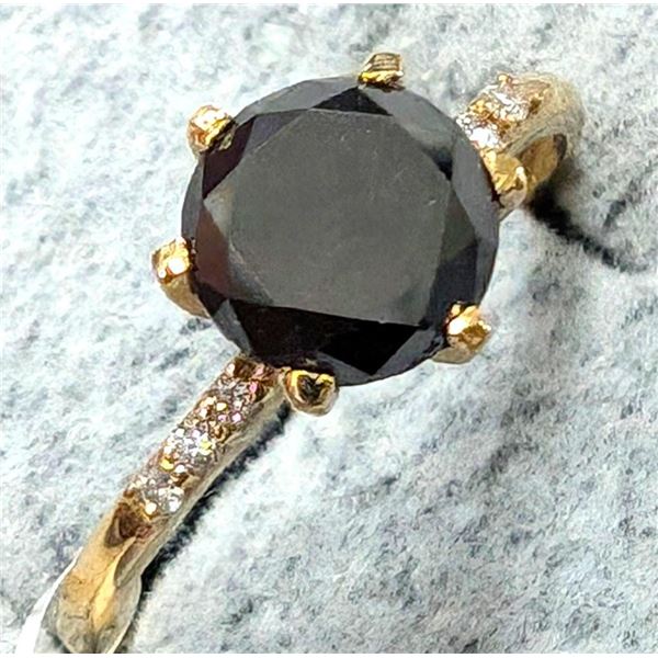 $2100, 10K(1.4g), BLACK DIAMOND (1.2+0.05ct)RING, size 6.75, appraised value $2100, ring resizeable 