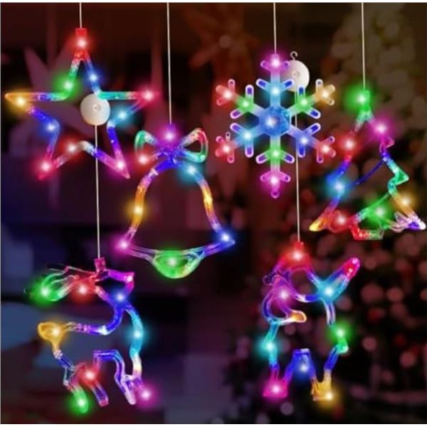 LED Hanging Window Light Decor, Christmas Multi-colour, 6-Pack
