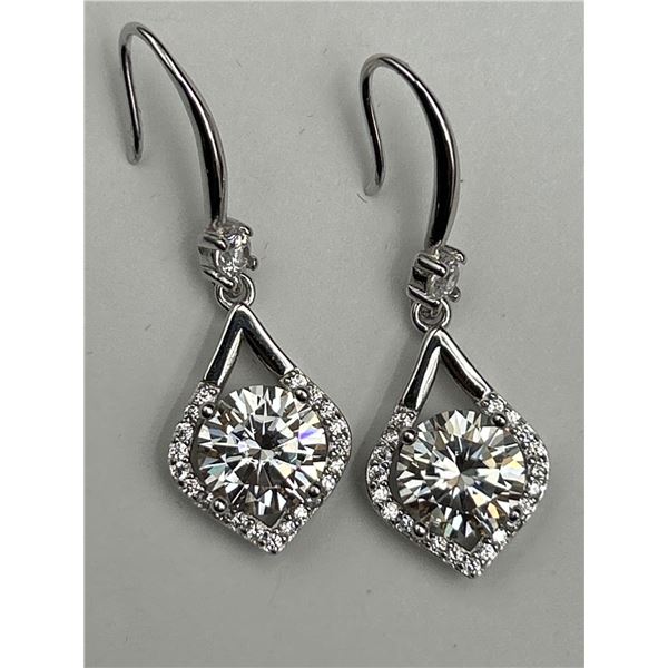 $1900 APPRAISED 4.00 CARAT MOISSANITE DROP EARRING SET
