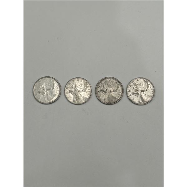 4 Canada 25-Cent Coins, Dated 1950