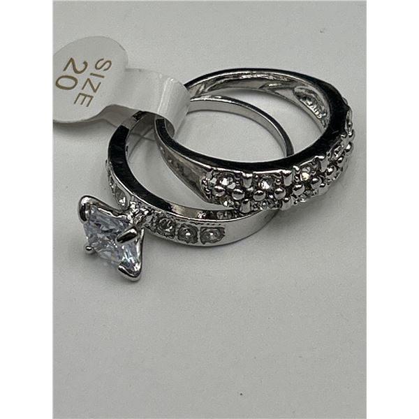 Ladies Double Engagement/Wedding Ring princess Cut Solitaire Set