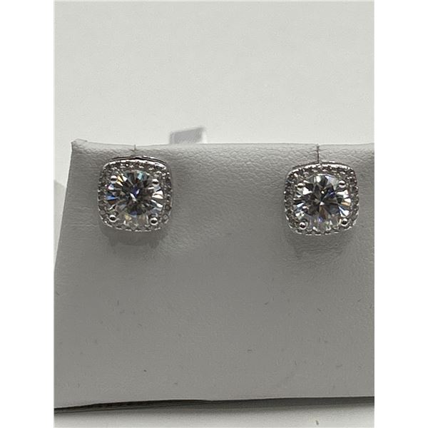 $2365 APPRAISED 4.00 CARAT HALO SET STUD EARRINGS