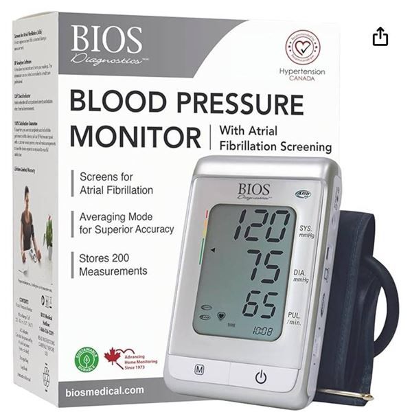 Bios Blood Pressure Monitor With Atrial Fibrillation Screening