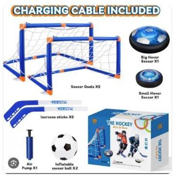 3 in 1 Hover Soccer Ball Set with LED Lights and 2 Goals,Air Floating Soccer
