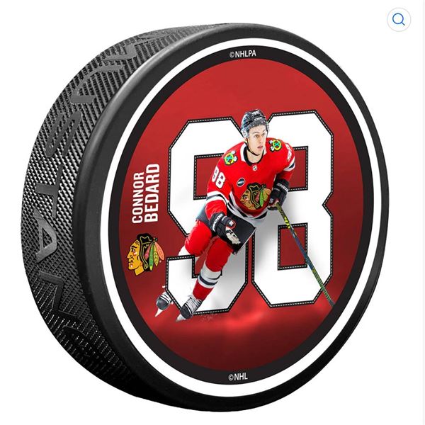 Connor Bedard  Chicago Blackhawks NHLPA #98 Photo Puck