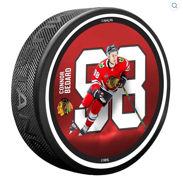 Connor Bedard  Chicago Blackhawks NHLPA #98 Photo Puck