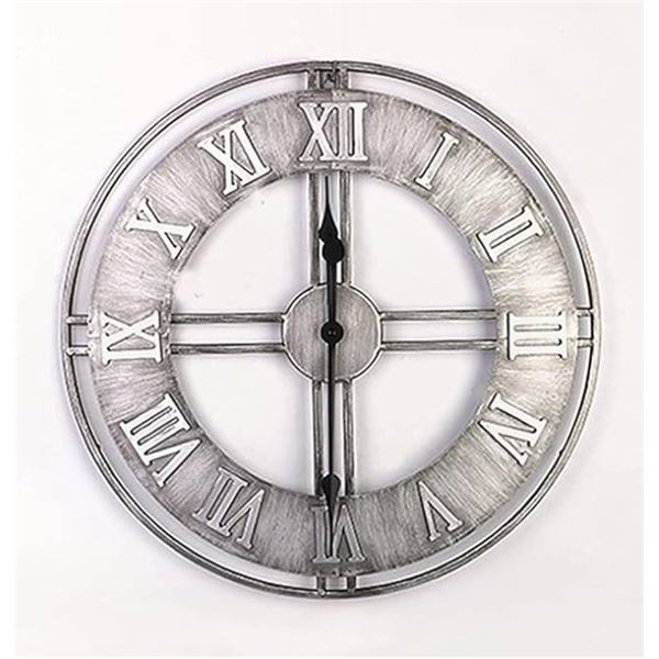 Wall Charmers Large Decorative Roman Numeral Wall Clock with Metal Finish