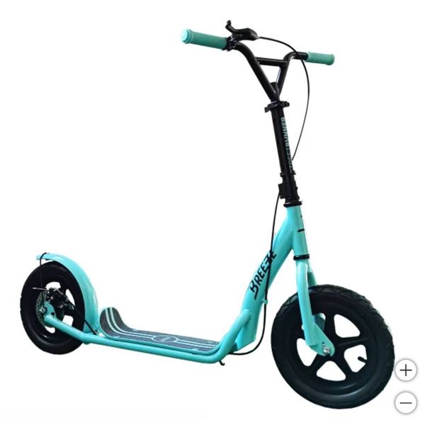 Breeze Kick Scooter With Teal Frame and Large Rubber Tires