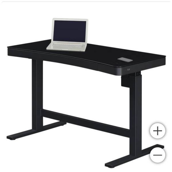 Tresanti Adjustable Height Desk, Glass Top