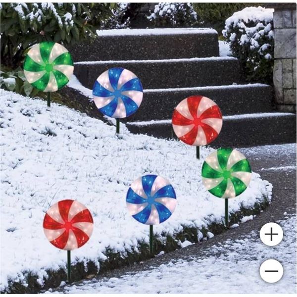 LED Lawn Stakes, Set of 6 With Multicolored Design