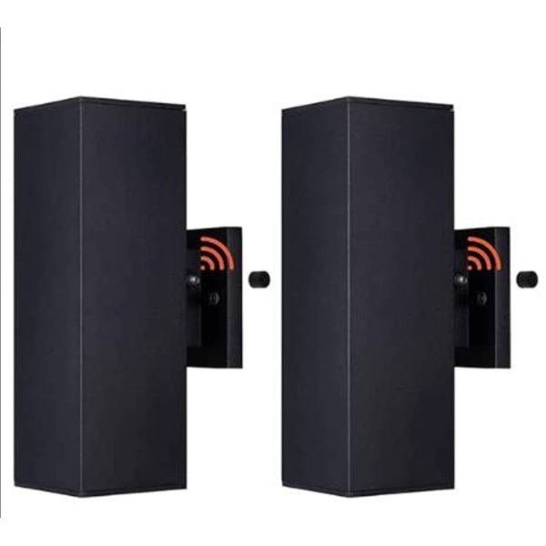 Mirrea Dusk to Dawn Wall Sconce, Model BH004B14-G-2, Matte Black, Pack of 2