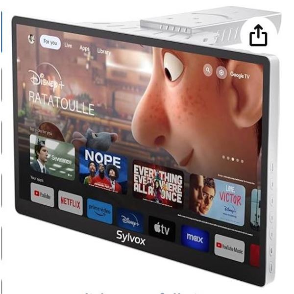 Sylvox Small TV, Kitchen TV Smart Google TVs, 15.6 inch 1080P Under Cabinet Television flip up & Dow