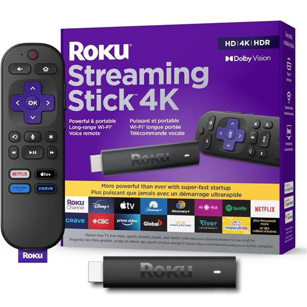 Roku Streaming Stick 4K – HD, 4K, HDR, Dolby Vision