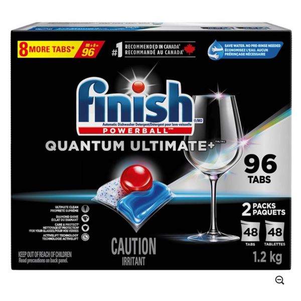Finish Powerball Quantum Ultimate Plus Dishwashing Detergent Tabs, 96 Count