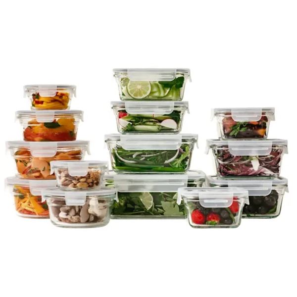 Glasslock Tempered Glass Food Storage Set, 26 Pieces