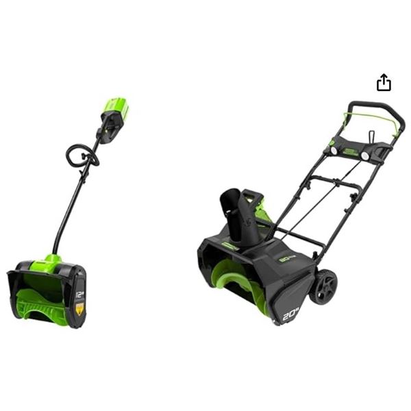 Greenworks PRO 20-Inch 80V Cordless Snow Thrower + Greenworks Pro 80V 12-Inch Cordless Snow Shovel