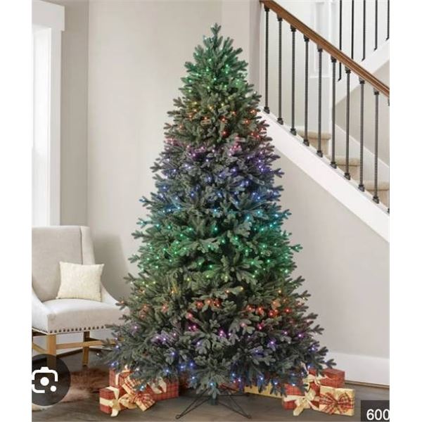 7.5-Foot Pre-Lit Artificial Christmas Tree with LED Lights