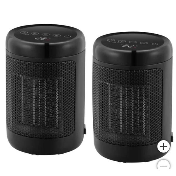 OmniHeat Digital Ceramic Personal Heater, 2-Pack, 1500W