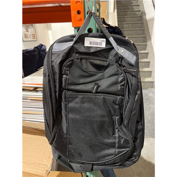 Black Nylon Backpack with Multiple Compartments and Adjustable Straps