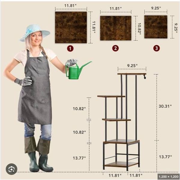 JJ29-6AFZWJ Indoor Plant Stand with FGS and BQL Features, 36.5×11.5×111 cm