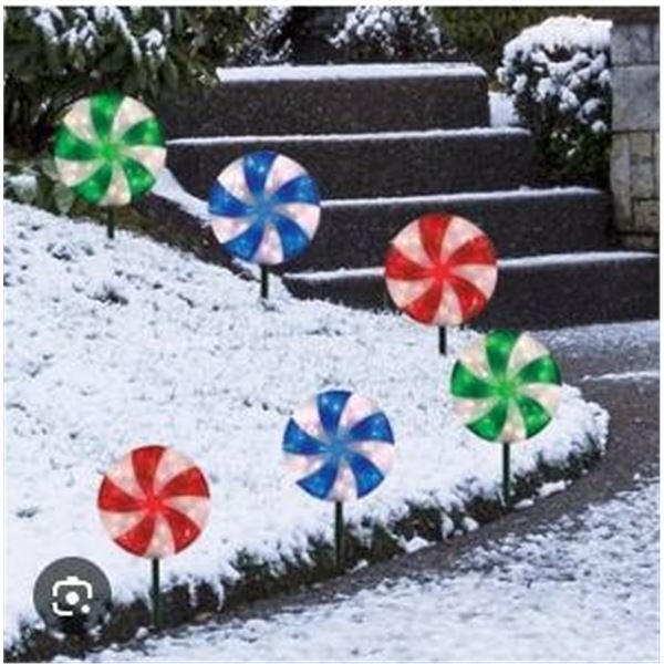 LED Lawn Stake Lights, 6-Piece Set With 180 LEDs