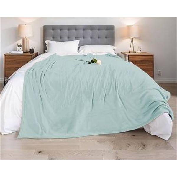 Electric Heated Blanket, Full Size, Pixel Grid Design, Mint Green