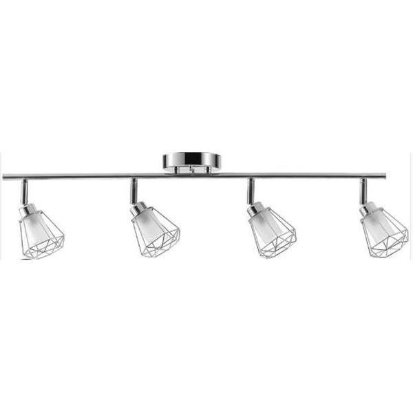 Globe Sansa 4-Light Track Bar, Chrome Finish with White Frosted Glass