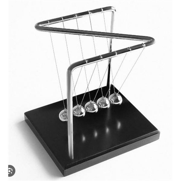 Newton’s Cradle Desk Accessory With Metal Frame and Base