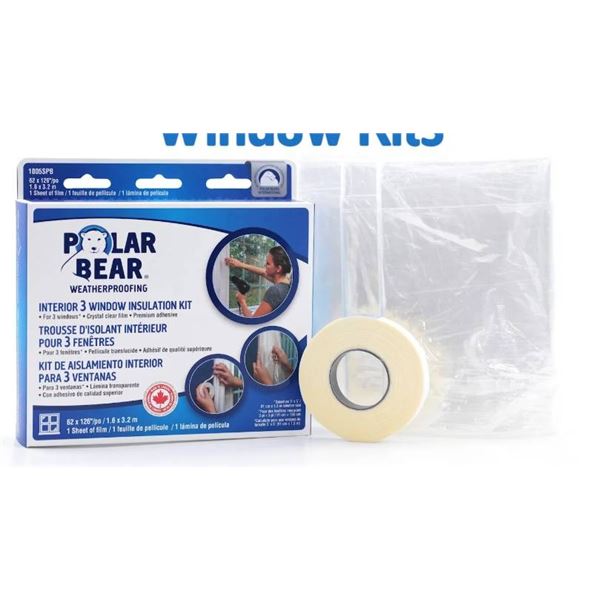 Polar Bear Weatherproofing Interior Window Insulation Kit – Lot of 12